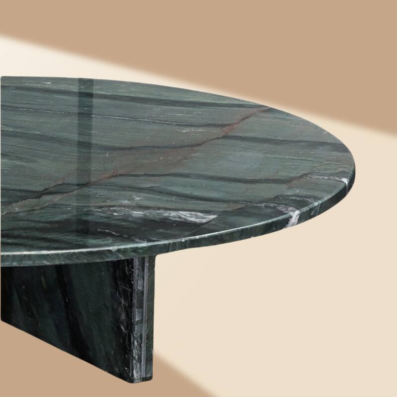 Roomfitters Natural Marble Coffee Table, Round Living Room Table, Solid Stone Modern Center Table, Genuine Marble