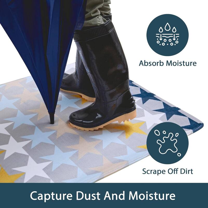 Indoor Door Mat, Front Back Outdoor Mat Rubber Backing, Low-Profile Entrance Rugs, Absorbent Resist Dirt Doormats Inside Doormat