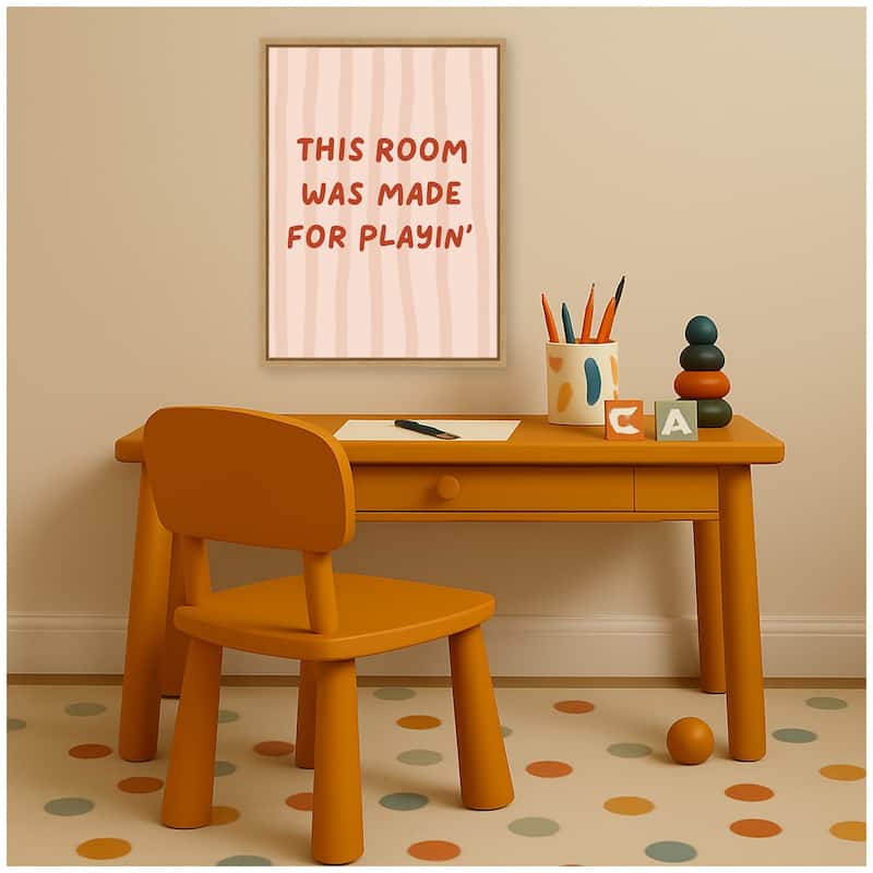 Kate and Laurel This Room Was Made For Playing by Laura Moss Framed Canvas Wall Art Print
