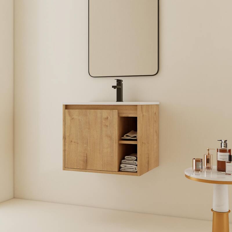 ARTCHIRLY 24/30 Inch Bathroom Vanity with Sink, Floating Bathroom Vanity with Soft Close Door and Shelf