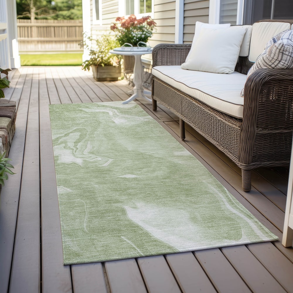 Machine Washable Indoor/ Outdoor Chantille Abstract Motion Rug