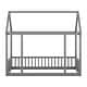 preview thumbnail 22 of 75, Pine Wood Floor Bed with House Roof Frame and Safety Guardrails