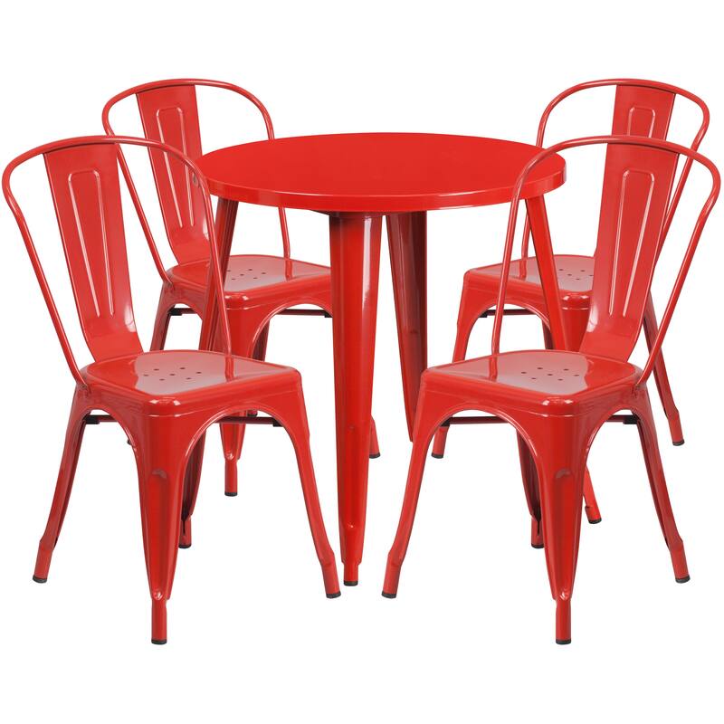 30-inch Round 5-piece Metal Indoor/ Outdoor Dining Set