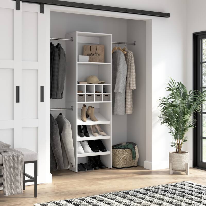Carina Closet 24W Organizer with Shoe Shelves, Rods, Cubbies by Bestar