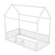 preview thumbnail 23 of 22, Full Size Solid Pine Wood House-Shaped Design Kids Bed Frame with Fence, Door and Distressed Washed Finish for Bedroom, Grey
