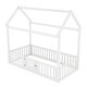 preview thumbnail 22 of 42, Fun House Platform Bed with Fence and Door, Wooden Floor Bed Frame with Roof, Distressed Washed Finish,for Kids Girls Boys