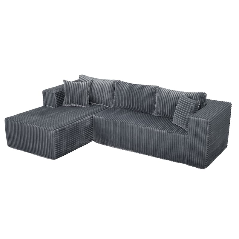 L Shaped Boneless Sectional Couches, Modern Modular Sectional Sofa with Chaise, Comfy Memory Foam Cloud Couch for Living Room - Gray