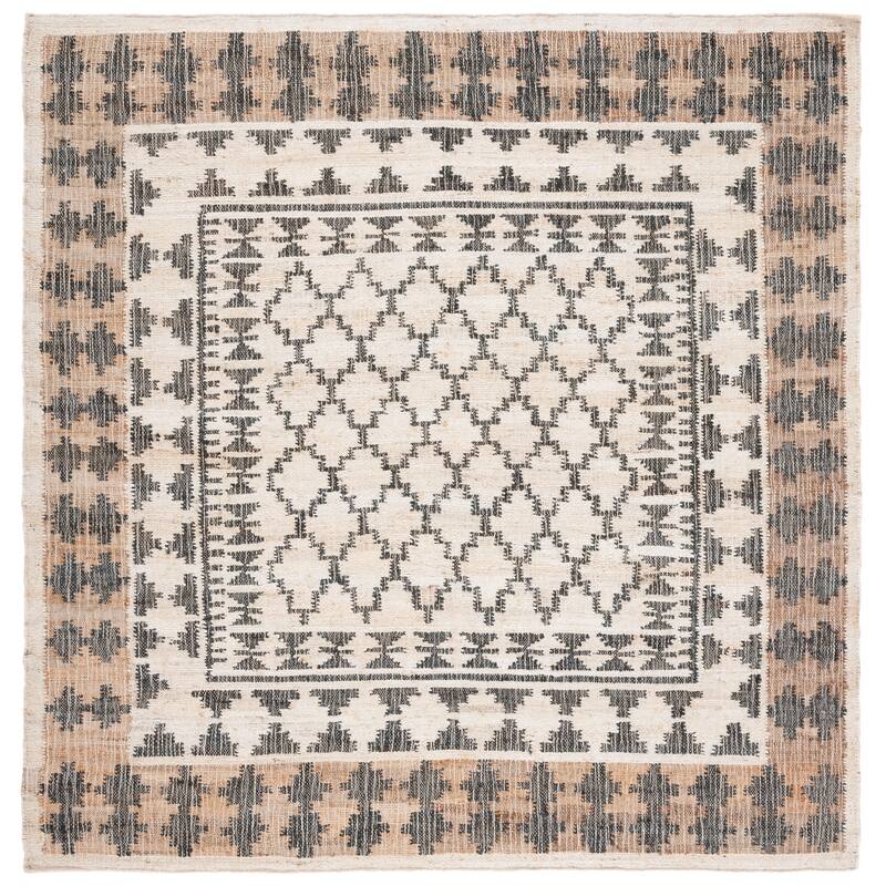 SAFAVIEH Flatweave Kilim Giacobba Jute Rug - 7' Square - Ivory/Grey