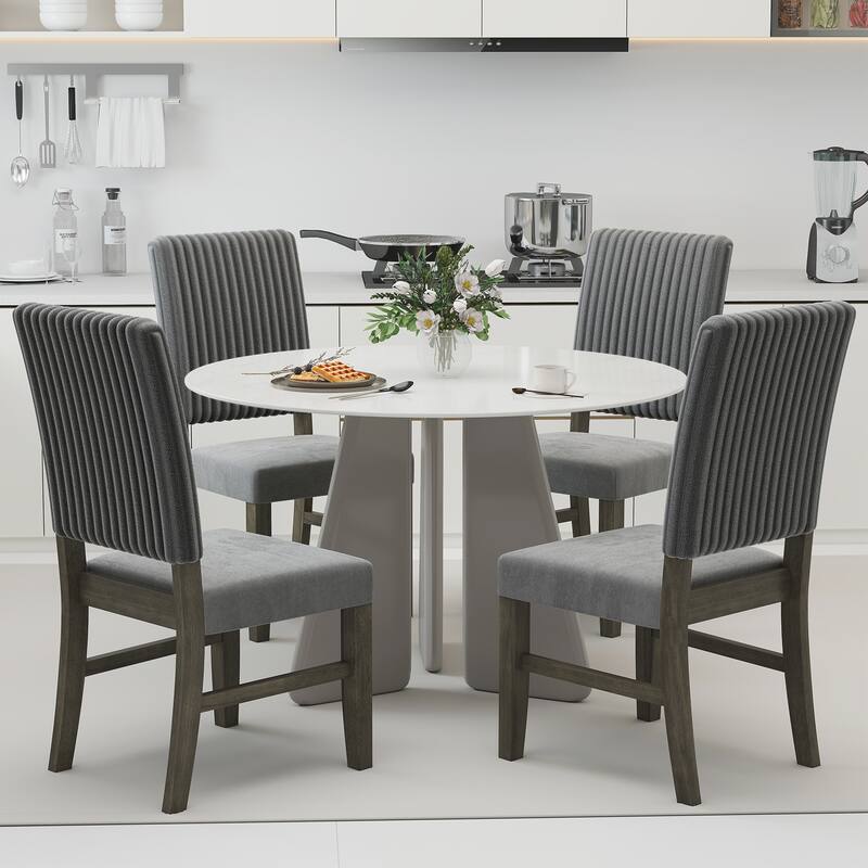 Grey Black Velvet Dining Chairs Set with High Backrest Ergonomic Comfort Cushioned Seating - 20" x 23.5" x 40"
