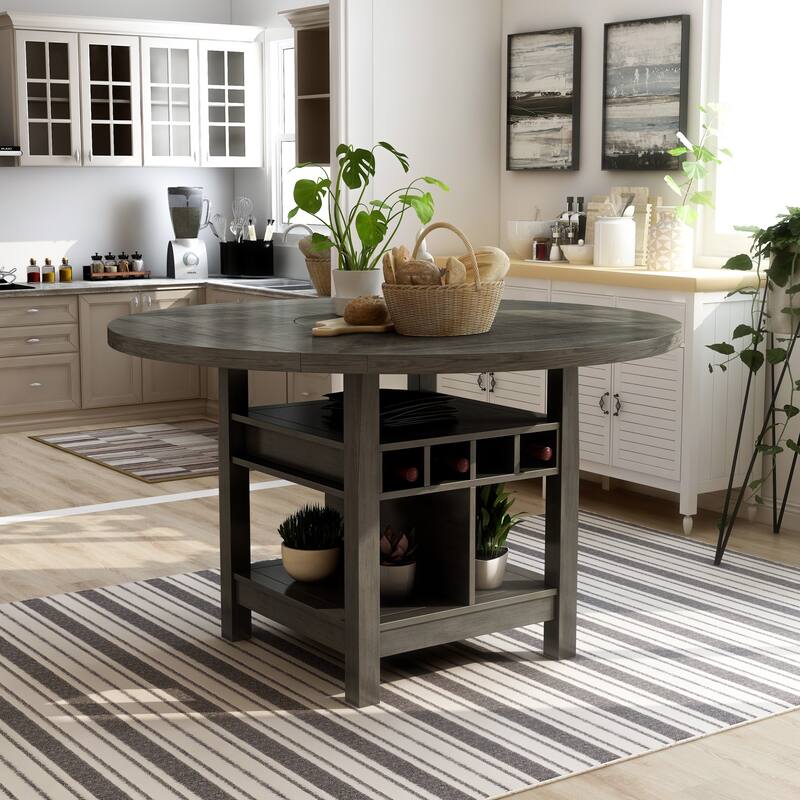 Furniture of America Drov Farmhouse 60-inch Expandable Counter Height Table