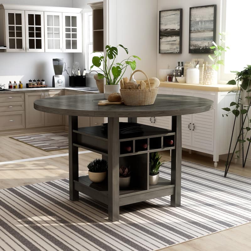 Furniture of America Drov Farmhouse 60-inch Expandable Counter Height Table