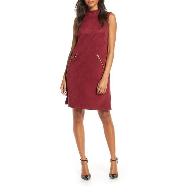 Donna Ricco Women's Faux-Suede Mock-Neck Sheath Dress Red Size 10 - Bed  Bath & Beyond