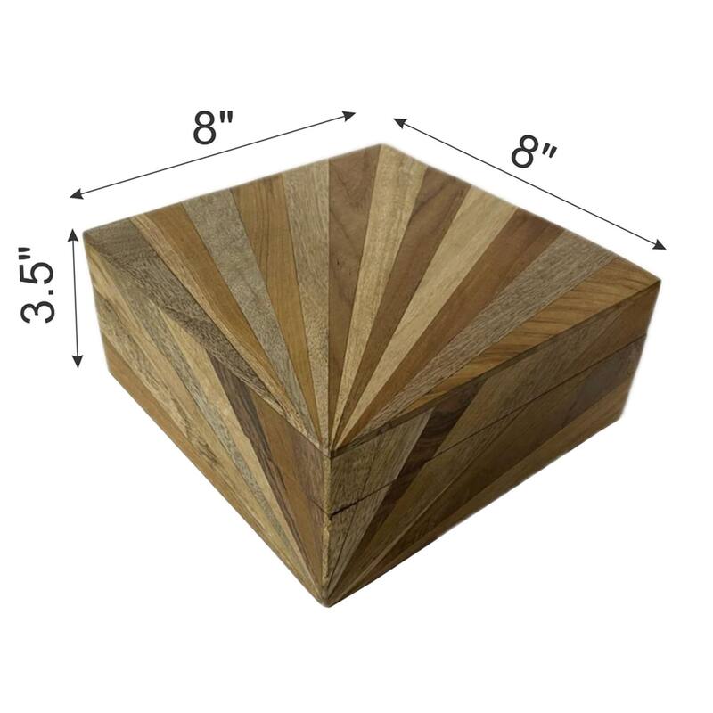 Sunray Style Wooden Box - 8" - Brown and Beige