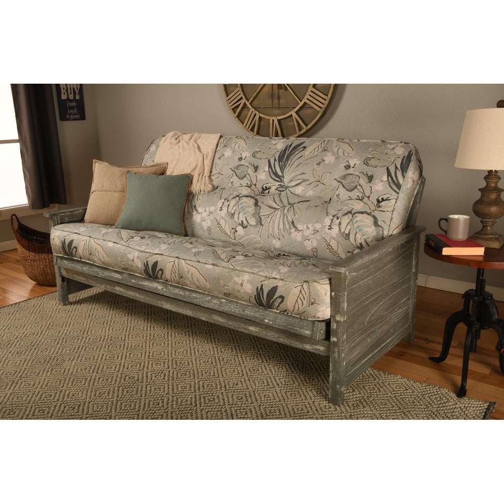 Somette Lexington Full-size Futon Set with Storage in Weathered Gray Finish with Mattress