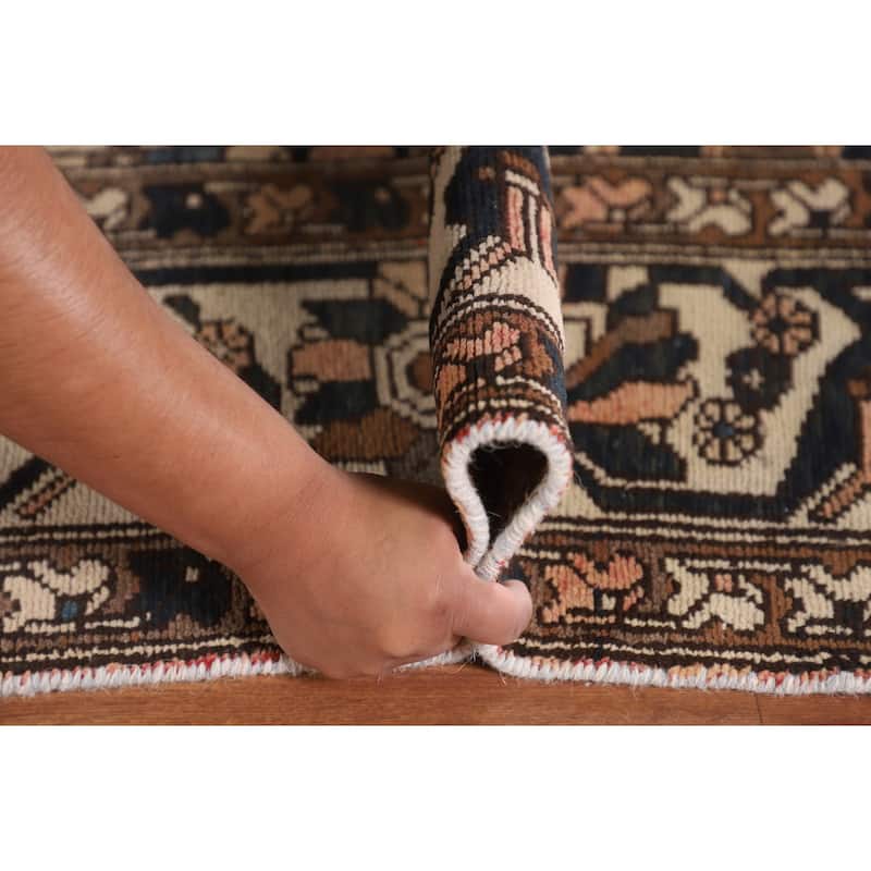 Garden Design Brown Bakhtiari Persian Vintage Rug Handmade Wool Carpet - 6'7"x 9'7"