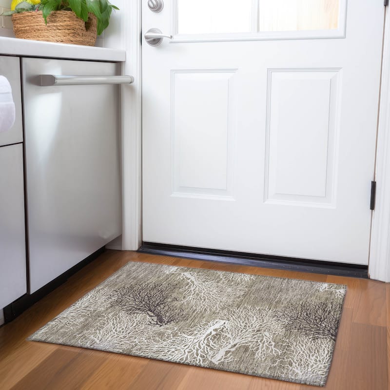Premium Washable Super Soft Coastal Coral Mayfield Rug - Latte - 1' 8" x 2' 6" - Rectangle