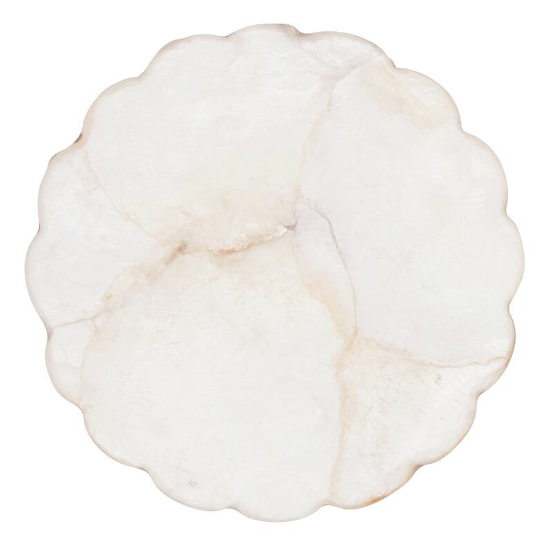 Scalloped Capiz Shell Coasters (Set of 4) - Natural Iridescent Drink Coasters for Coffee Tables, Bars & Entertaining, 4" - Set of 4 - Ivory