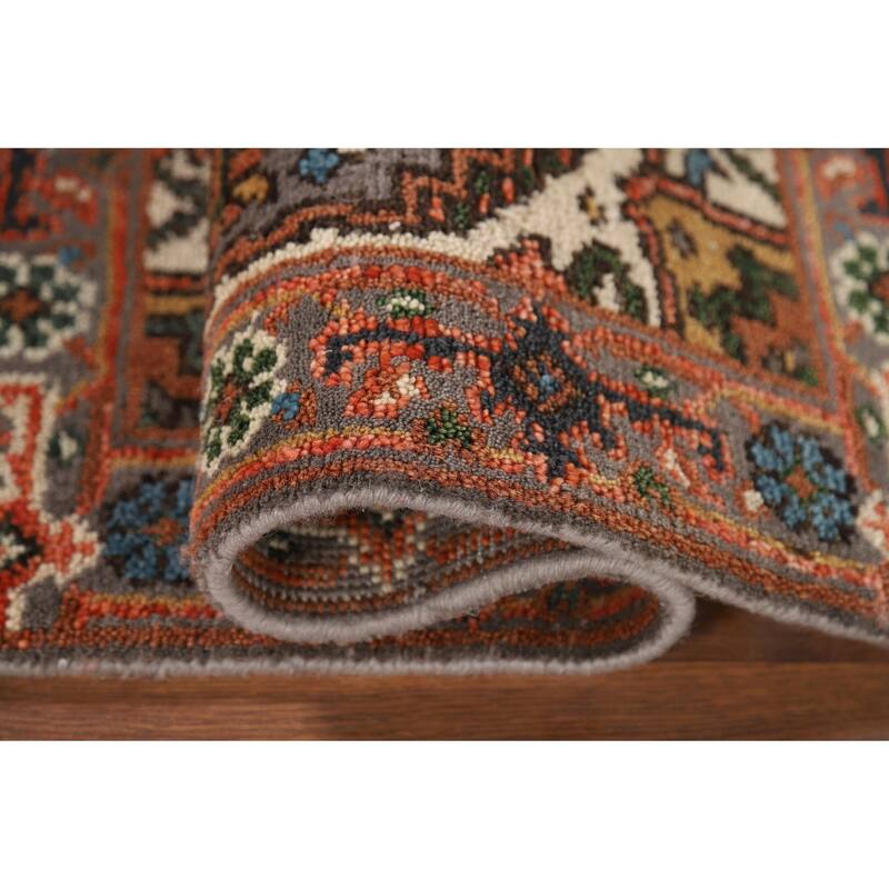 Gray Geometric Heriz Serapi Oriental Foyer Rug Handmade Wool Carpet - 2'1" x 3'1"