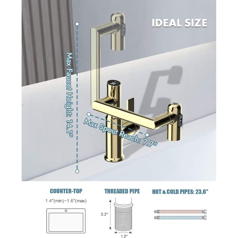 Lefton Rotatable Bathroom Faucet with Temperature Display in Fahrenheit (Batteries-Free), BF2204