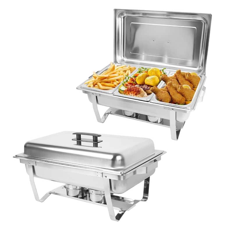 Three-Compartment Buffet Chafing Dishes and Warmers Sets for Parties Wedding - 2 Pcs