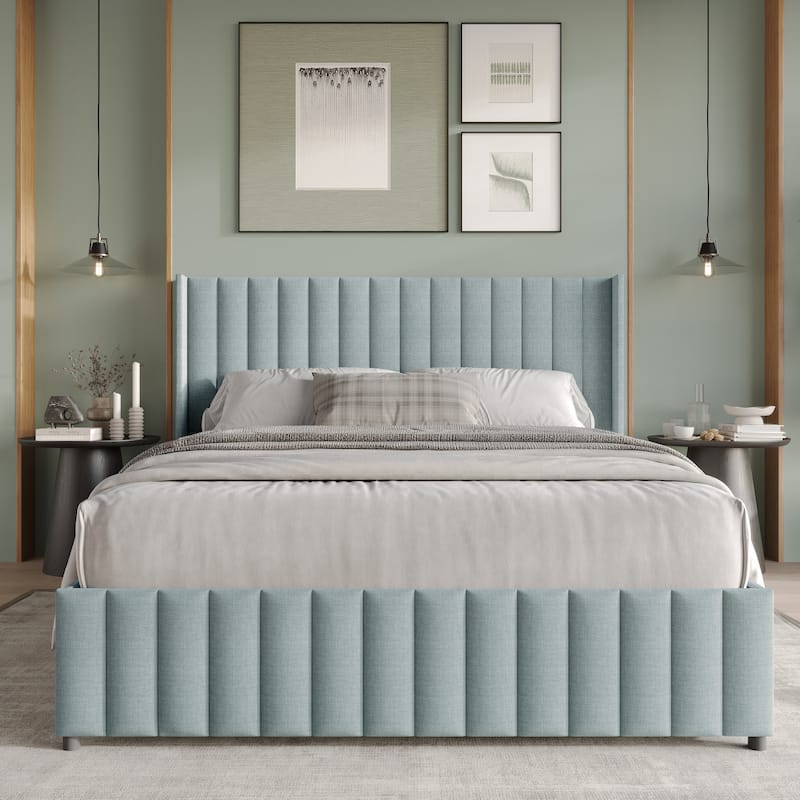 CraftPorch Minimalist Wingback Platform Lift Up Storage Bed