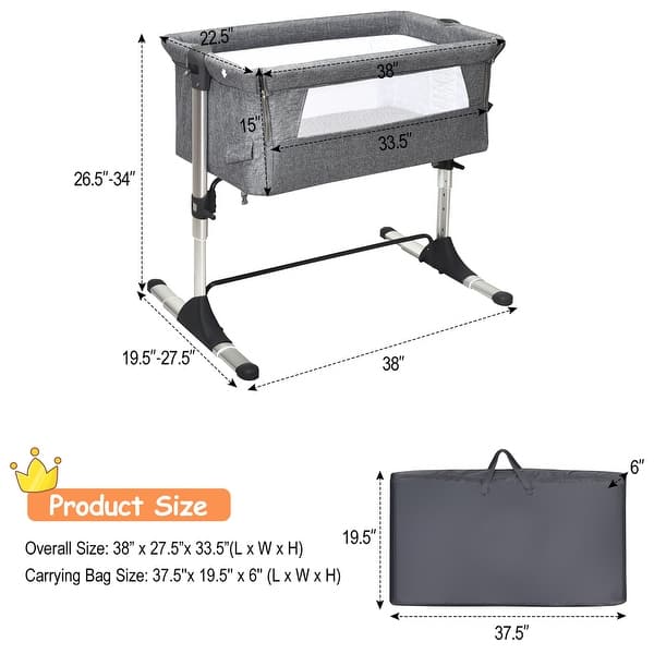 Baby Bedside Crib Portable Bassinet with Carrying Bag