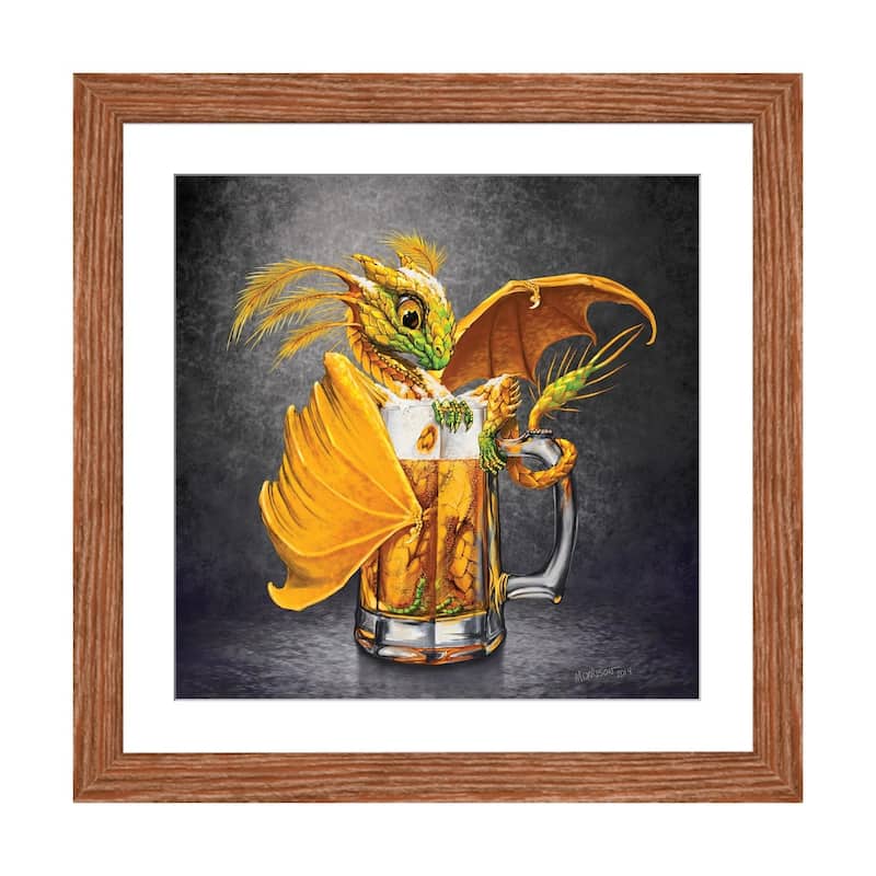 iCanvas "Beer Dragon" by Stanley Morrison - Walnut - 16x16x1