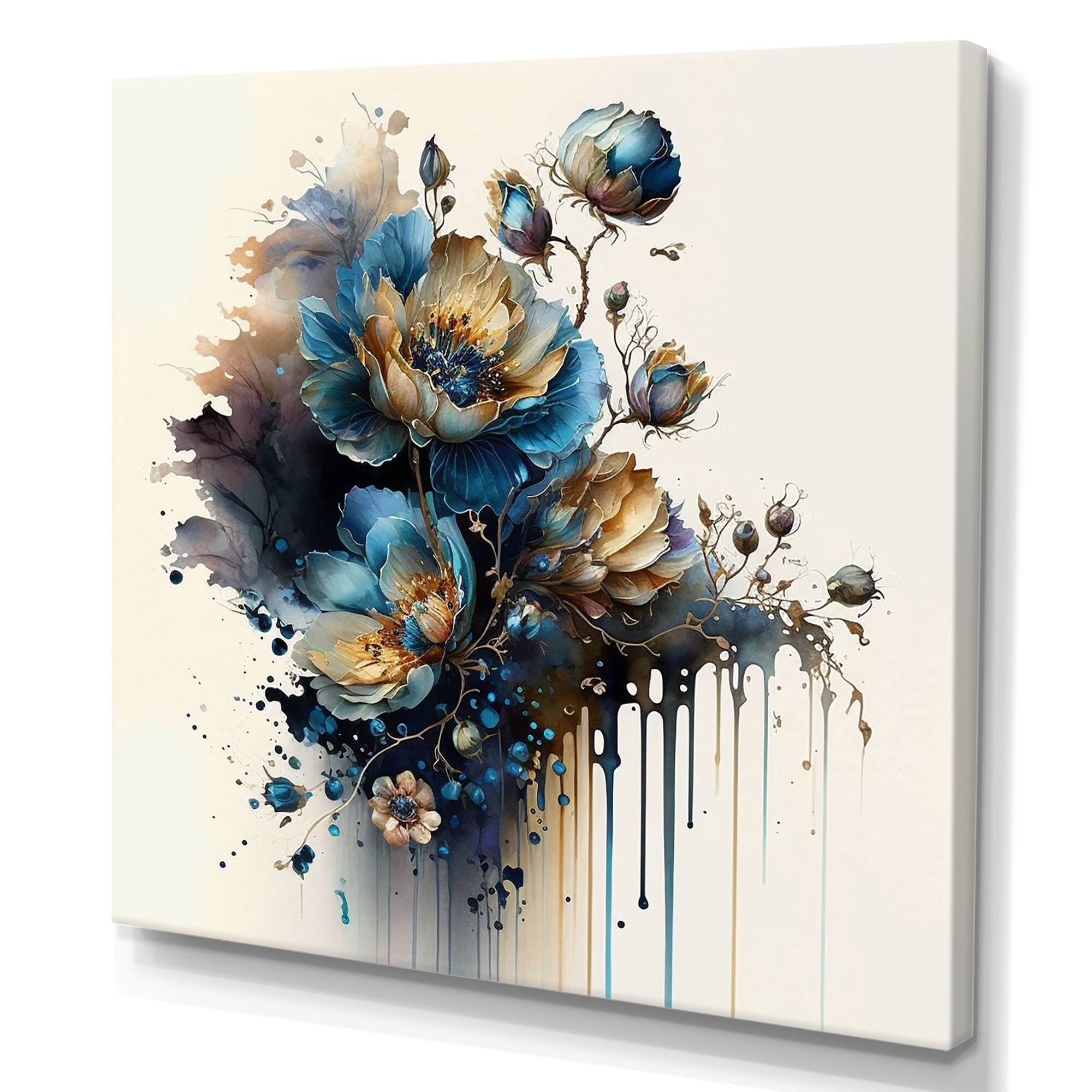 Designart 'Realistic Blooming Flowers I' Floral & Botanical Canvas Wall ...