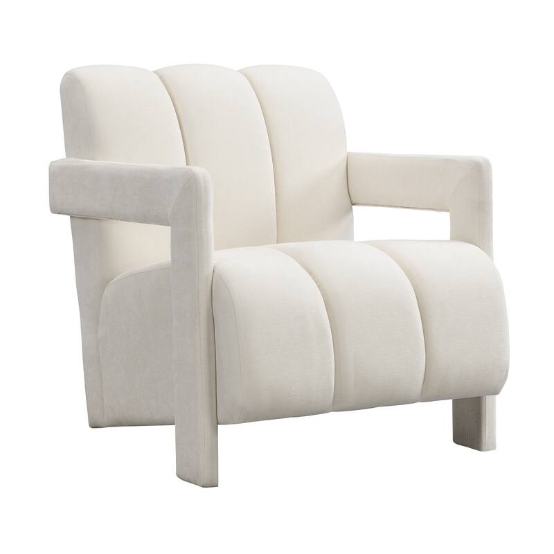 26.3'' Modern Minimalist Leisure Armchair Set of 2 with L-Shaped Armrests, Polyester Fabric for Living Room - White
