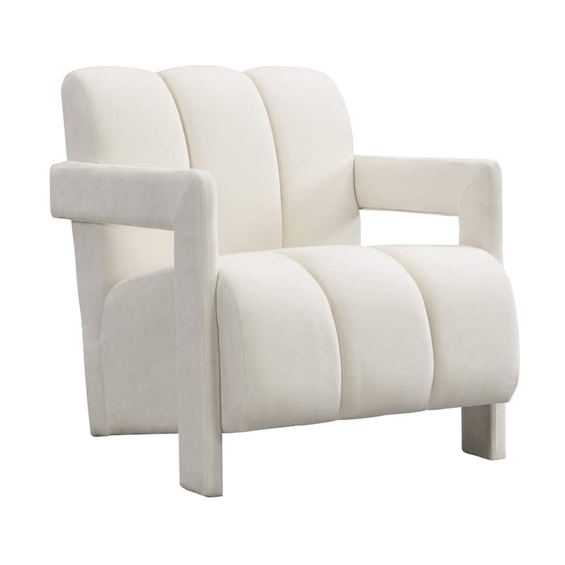 Polyester Modern Minimalist Armchair with L-Shaped Armrests, Thick Cushioning, and Durable Fabric