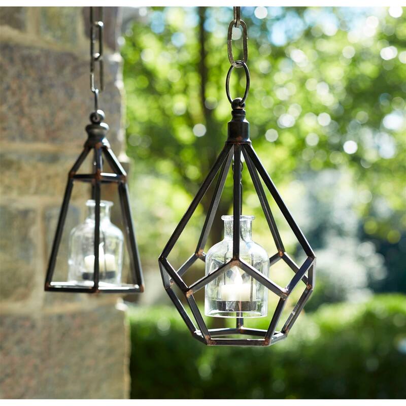 Hanging Tea Light Holder (Set of 2) - 5 x 5 x 10.5; 6 x 6 x 12