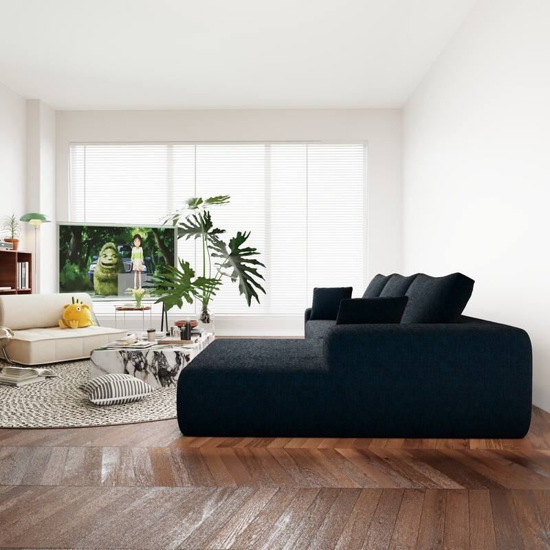 Momei L-Shaped Sofa - High-Density Foam with Spring, Multiple Cushions, Living Room