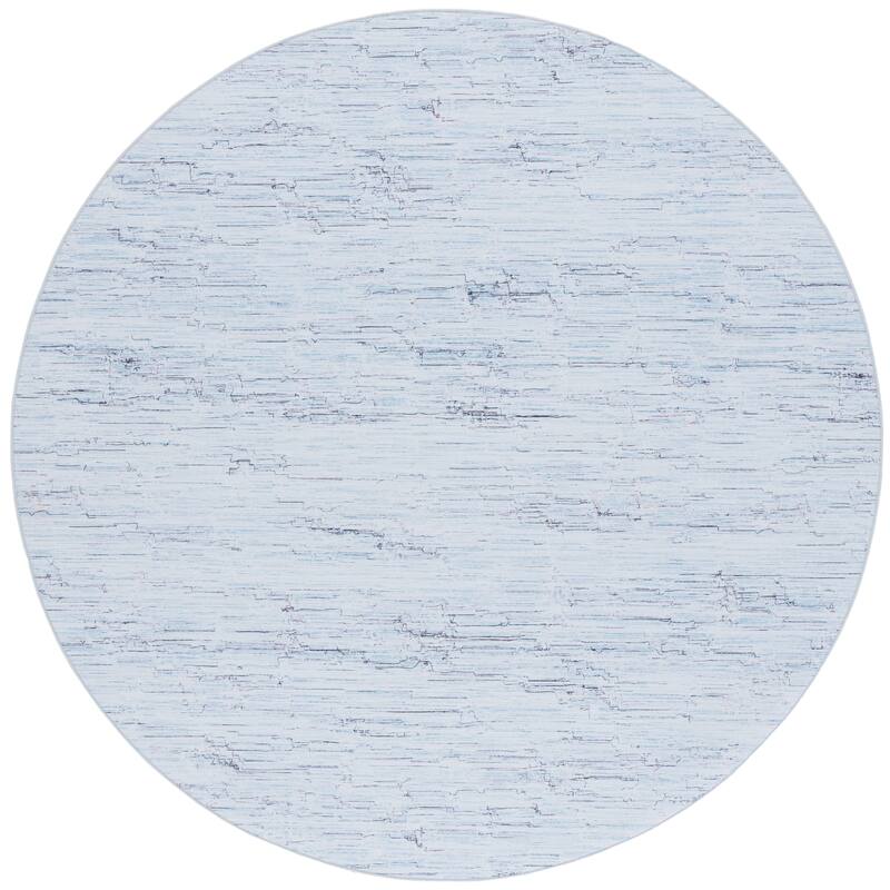 SAFAVIEH Tacoma Urara Machine Washable Slip Resistant Modern Rug - 6' Round - Grey/Turquoise