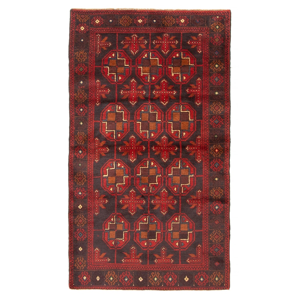 ECARPETGALLERY Hand-knotted Baluch Black Wool Rug - 3'5 x 5'11