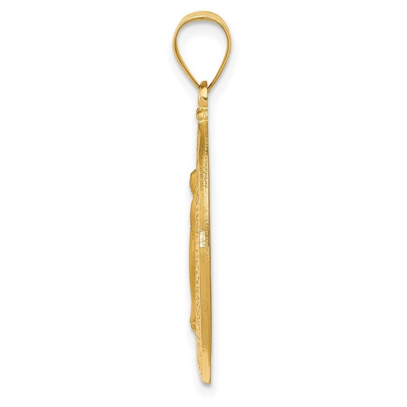 Curata 14k Yellow Gold 18" 26x18mm Satin Polished Miraculous Medal Necklace