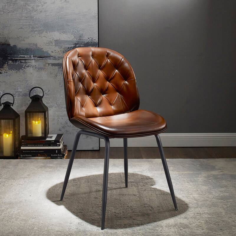 Art Leon Mid-Century Tufted Style Dining Chair in Beetle Shape Design