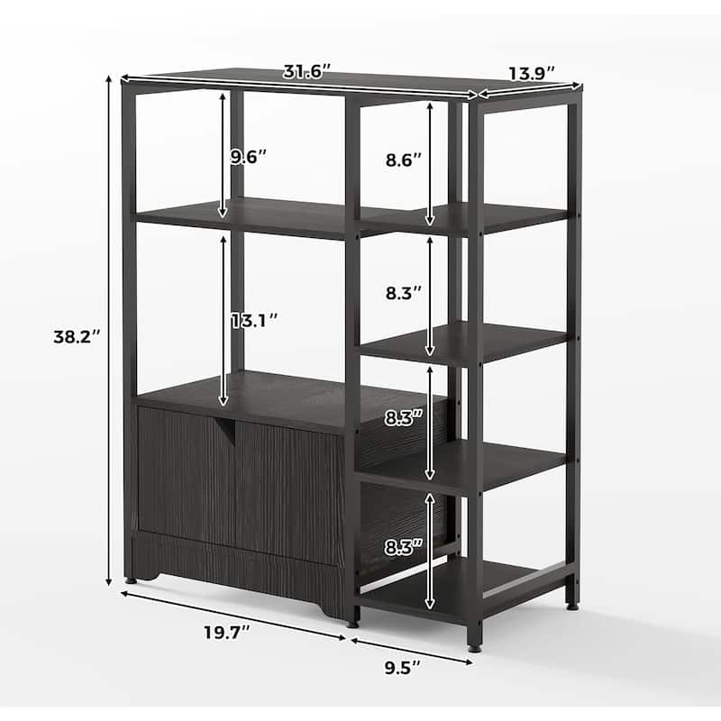 Bakers Rack with Storage Cabinet, 5 - Tier Coffee Bar with Shelves