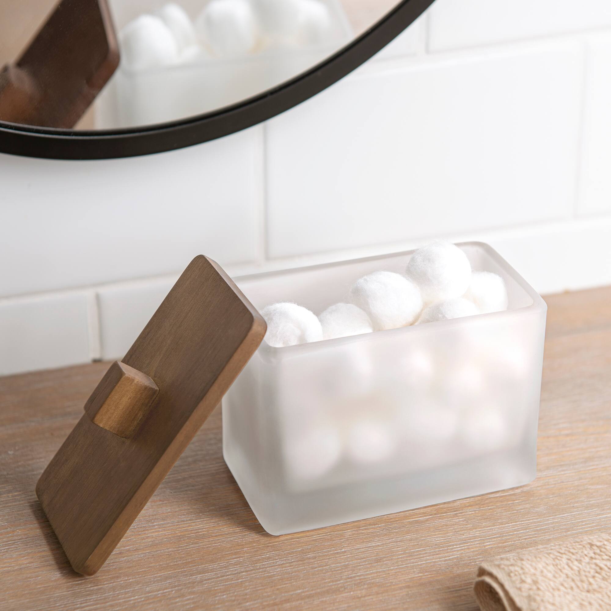 Frosty Glass Cotton Ball Jar Frost/Clear Cotton Ball Jar Bed Bath