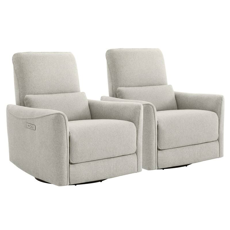 Spruce & Spring Asher Power Swivel Glider Recliner - Dove Grey-Fabric-Set of 2
