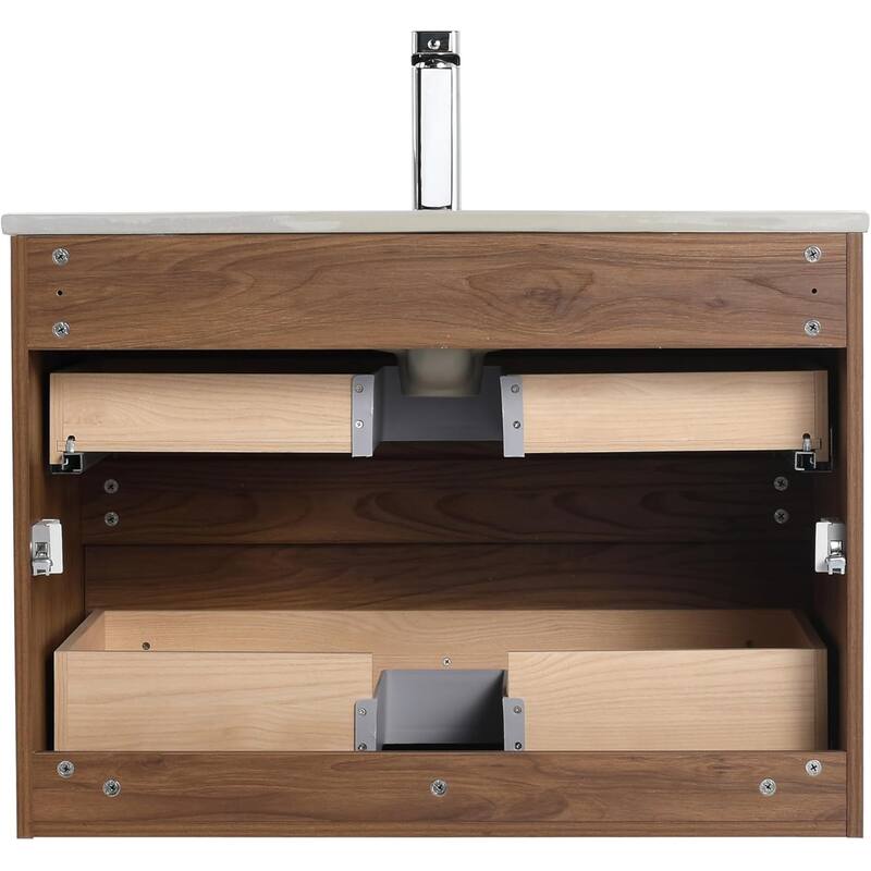 Blossom 30 Inch All Wood Wall Mounted Floating Bathroom Vanity with Sink