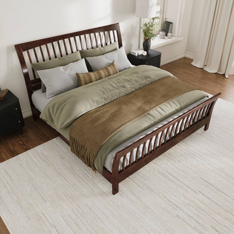 AFI Orleans Solid Wood Low Profile Platform Bed with Matching Footboard