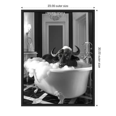 Rub a Dub Buffalo by Niky Rahner Framed Canvas Wall Art