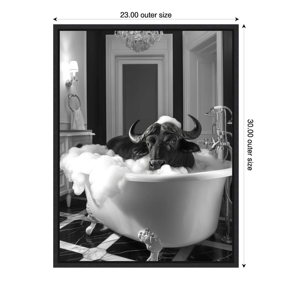 Rub a Dub Buffalo by Niky Rahner Framed Canvas Wall Art