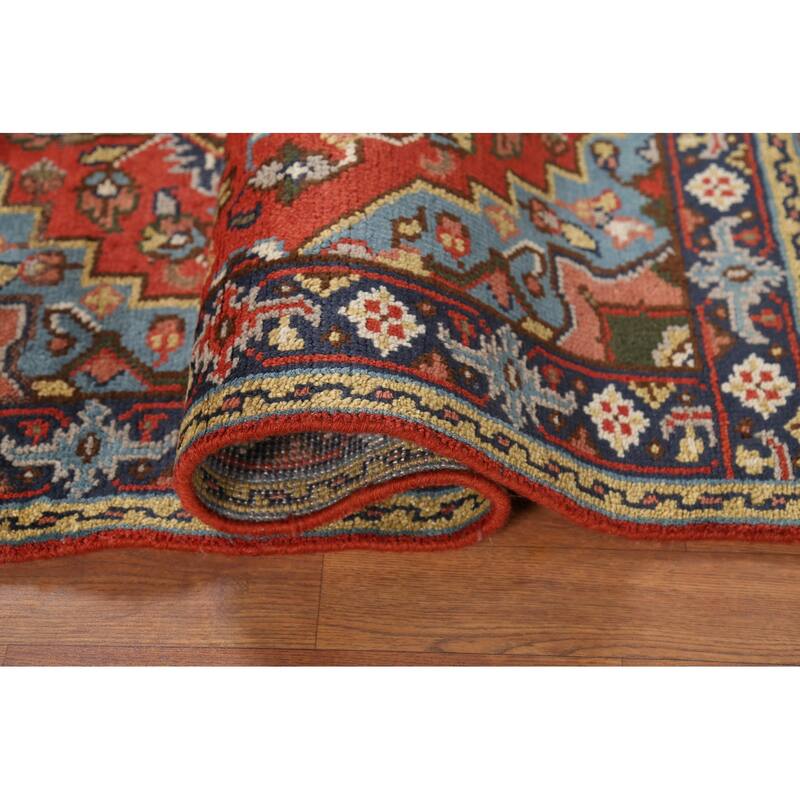 Geometric Heriz Serapi Oriental Accent Rug Handmade Wool Carpet - 3'0"x 4'10"