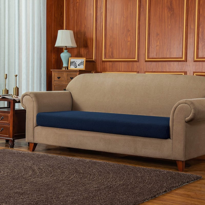 Subrtex Stretch Loveseat Cushion Cover Textured Grid Furniture Covers - Navy