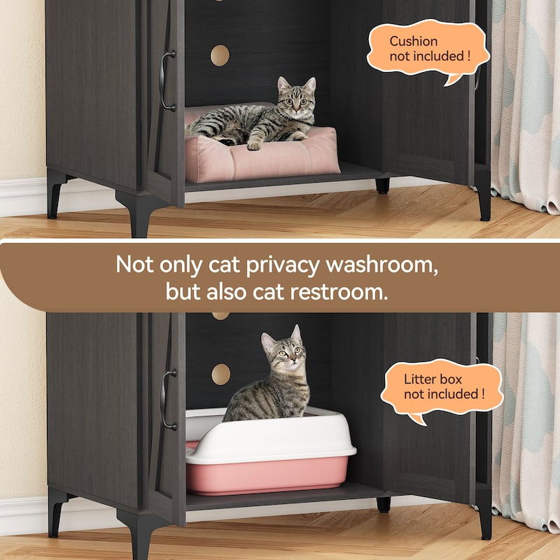 Cat Litter Box Furniture with Shelf Storage