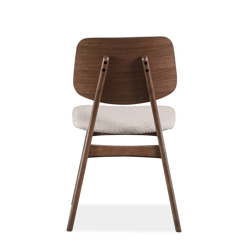 Furniture of America Beau I Mid-century 2-Pack Walnut Dining Chair Set with Boucle Seats