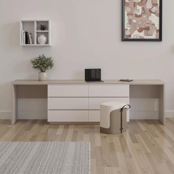 144.26'' Home Office Expandable Dresser Desk With 6 Drawers