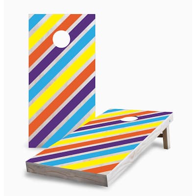 Candy Striped Corn Hole Board Set with Hole Lights
