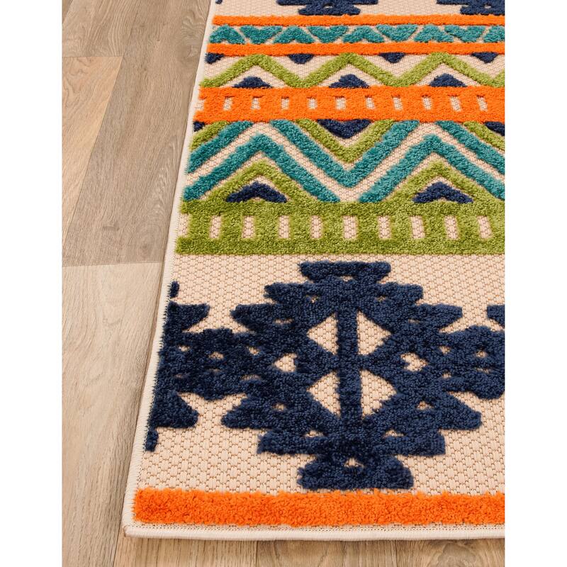 World Rug Gallery Contemporary Geometric Bohemian Indoor/Outdoor Area Rug